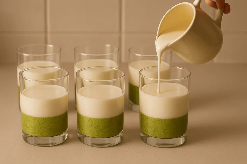 مرحله پنجم: ریختن لایههای پاناکوتا در لیوان