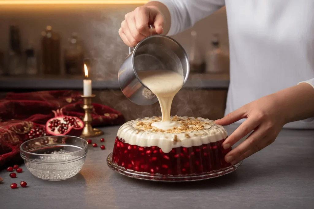 مرحله هفتم: ریختن مواد کرمی در قالب