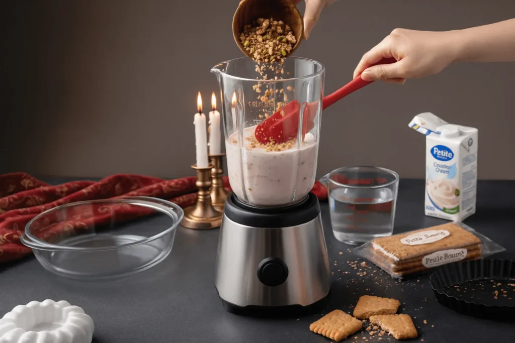 مرحله ششم: اضافه کردن مغزیجات و بیسکویت