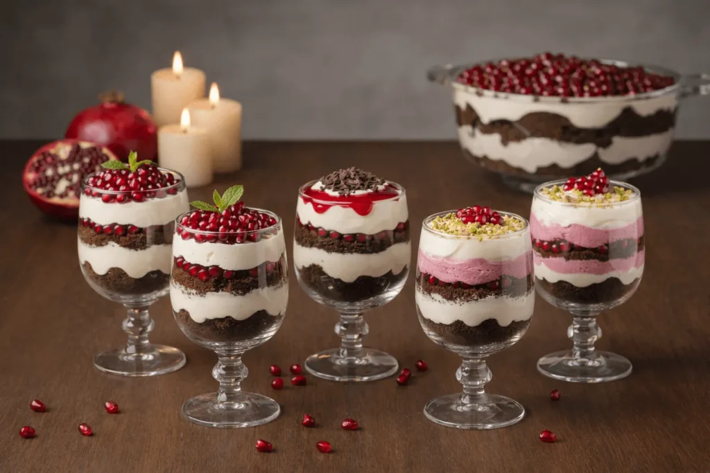 ایدههای خلاقانه برای تزئین و سرو ترایفل انار