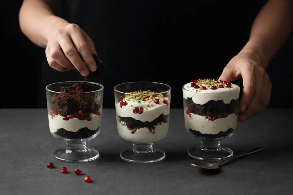 مرحله سوم: چیدن لایههای ترایفل