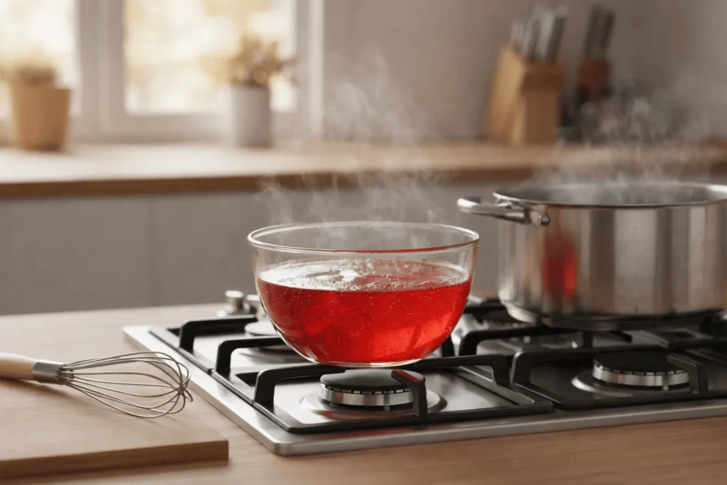 گام دوم: حل کردن ژله در آب