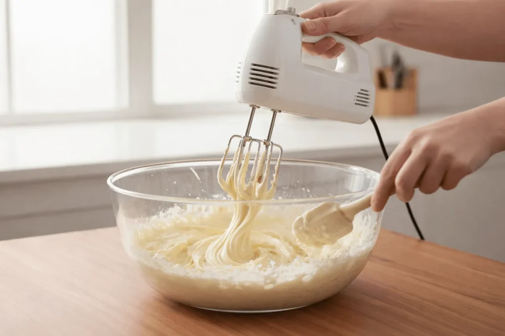 قدم سوم: مخلوط کردن کره با شکر