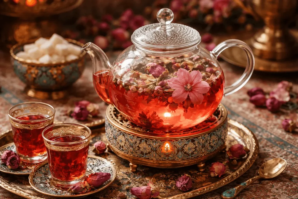 دمنوش گل ختمی و گل سرخ