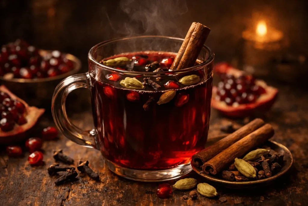 شربت انار و دارچین با ادویههای زمستانی