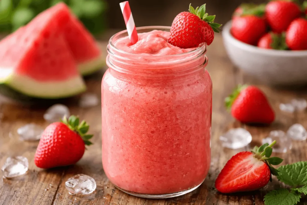 اسموتی هندوانه و توت فرنگی