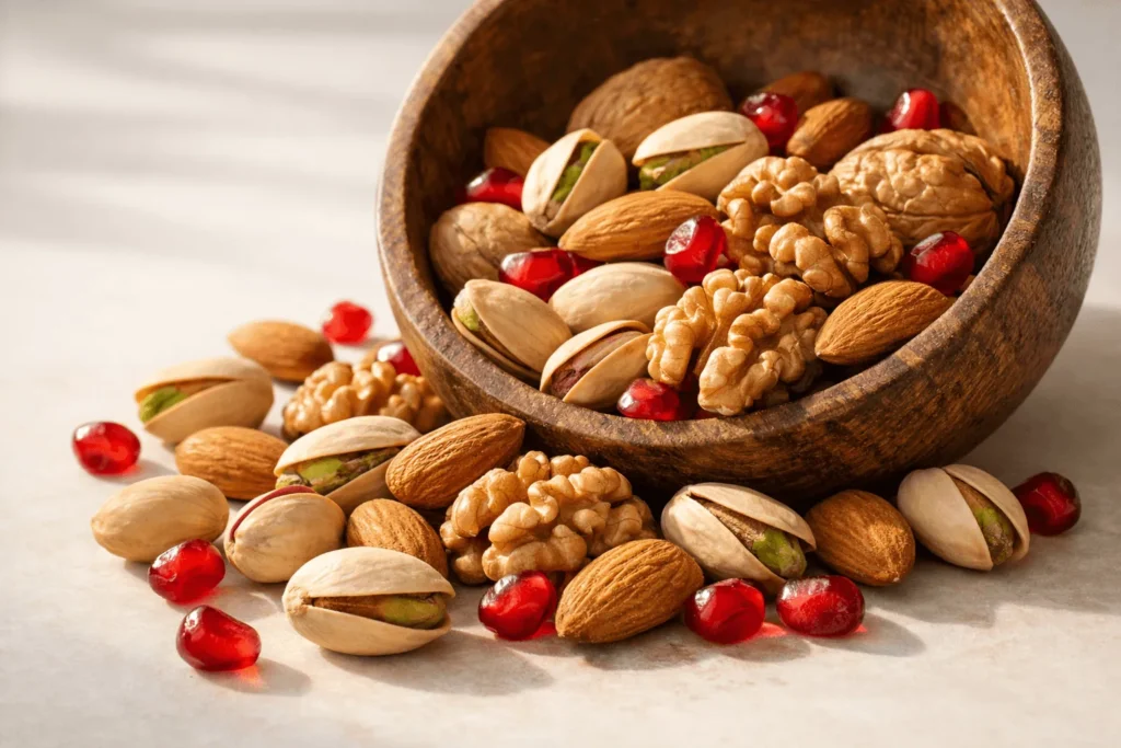 آجیل شب یلدا سرشار از ویتامین است.