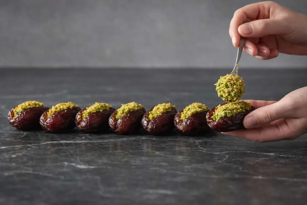 مرحله چهارم: پر کردن مغز خرما