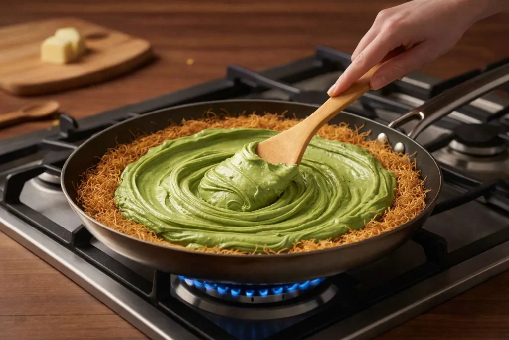 مرحله سوم: اضافه کردن کره پسته