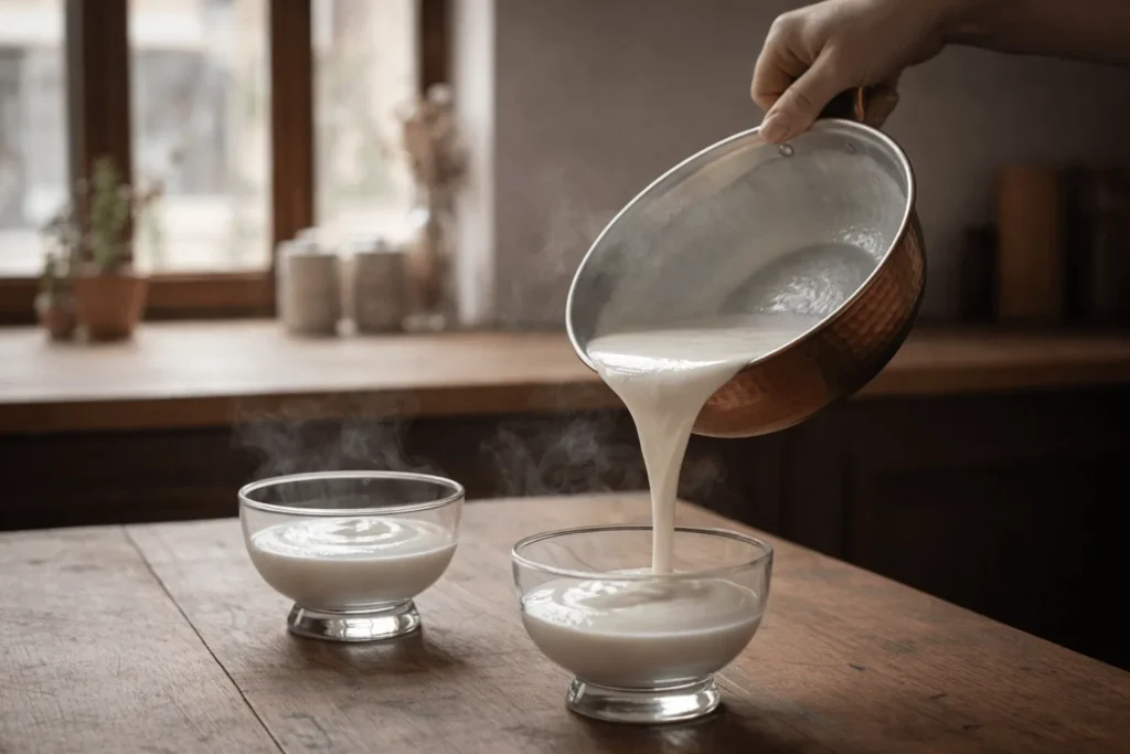 گام چهارم: ریختن نشاسته در ظرف