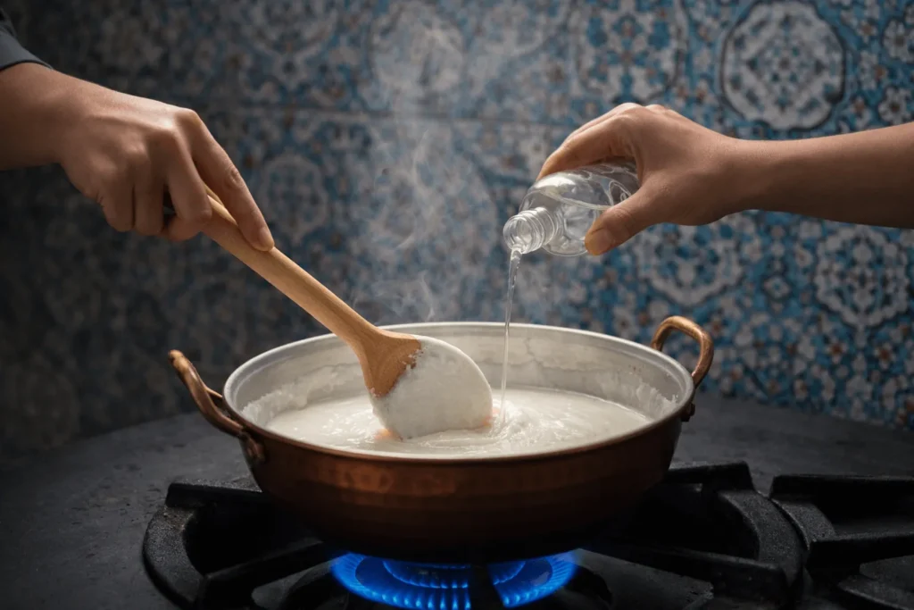 گام سوم: پختن نشاسته