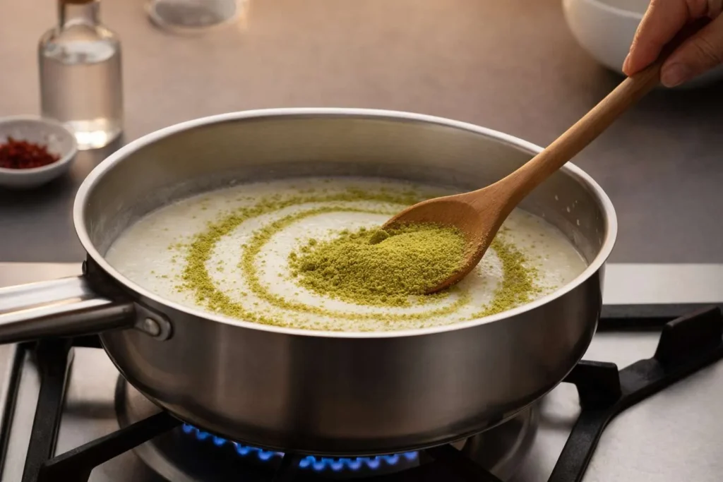 مرحله سوم: اضافه کردن پودر پسته