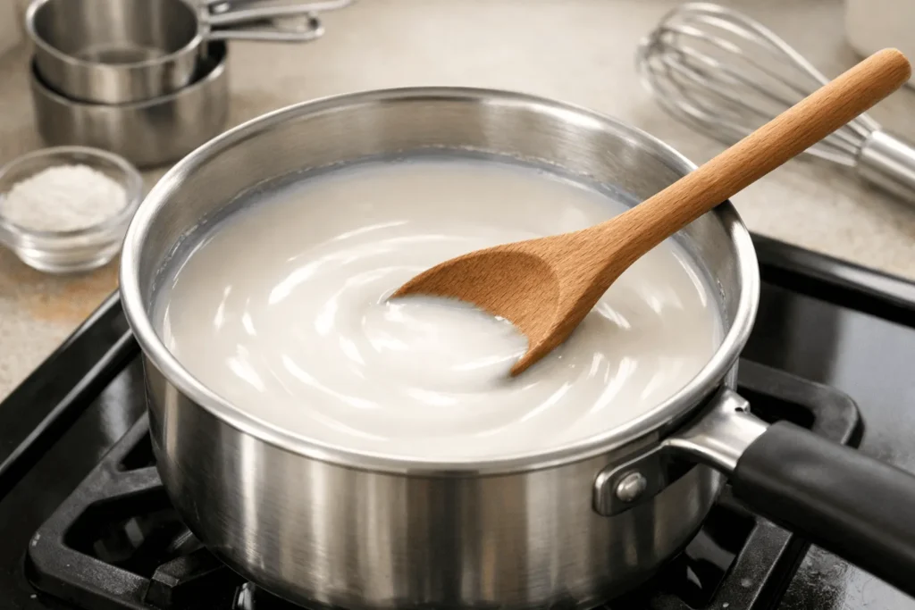 قدم اول: حل کردن نشاسته در شیر