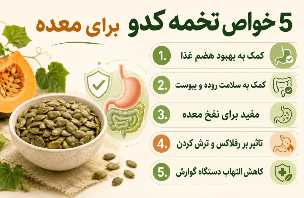 5 خواص تخمه کدو برای معده