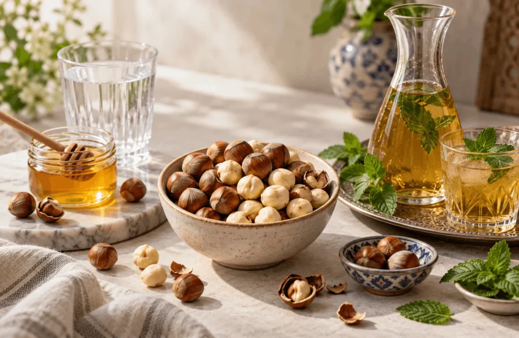 مصلح فندق، آب و عسل یا سکنجبین است.