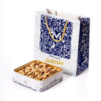 باکس هدیه آجیلی چهار مغز خام بوستان