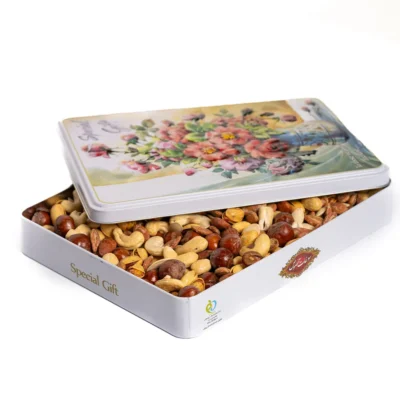 پک هدیه فلزی آجیل ممتاز گلدان باز